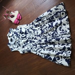 Woman's navy & white sleeveless collared dress. Size 10. Brand-Just Taylor.